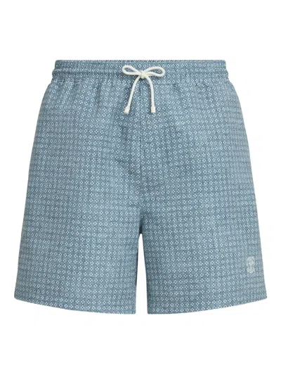 Brunello Cucinelli Flower-print Swim Shorts In Blue