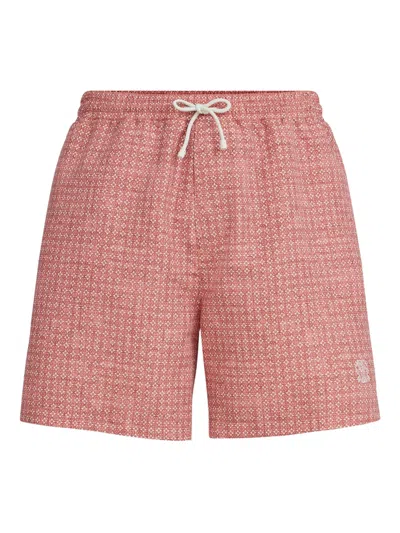 Brunello Cucinelli Flower-print Swim Shorts In Pink