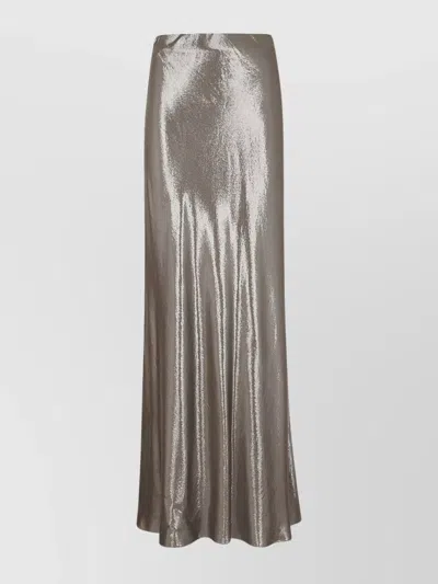Brunello Cucinelli Lame Silk Gabardine Maxi Skirt In Grey
