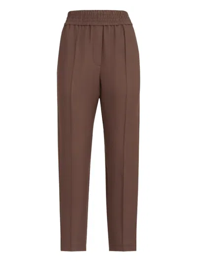 Brunello Cucinelli Fluid Baggy Pull-on Trousers In Brown
