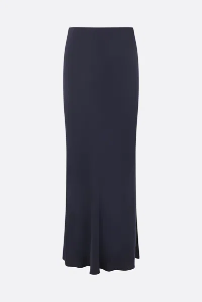 Brunello Cucinelli Fluid Bias-cut Long Skirt In Twill In Blue