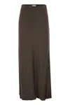 Brunello Cucinelli Cady Satin Fluid Bias-cut Skirt In Brown