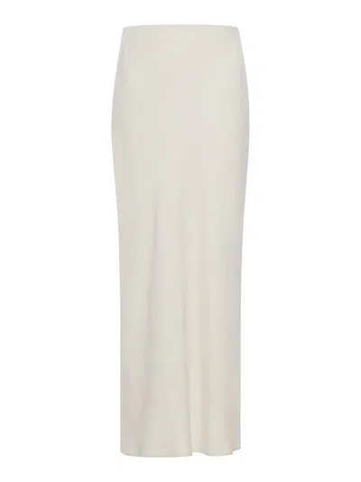 Brunello Cucinelli Fluid Bias-cut Skirt In Linen Blend In White