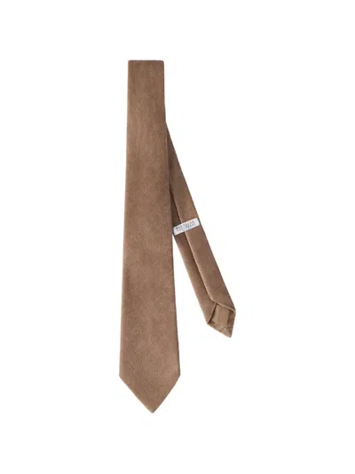 Brunello Cucinelli Fluid Corduroy Tie In Brown