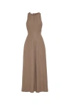 Brunello Cucinelli A-line Dress In Viscose And Linen Blend In Cocoa