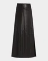 Brunello Cucinelli Fluid Glove Leather Pencil Ankle Skirt In Black