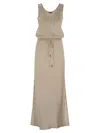 Brunello Cucinelli Fluid Satin Cady Twill Dress In Butter