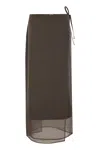 Brunello Cucinelli Fluid Skirt In Cotton Blend In Brown