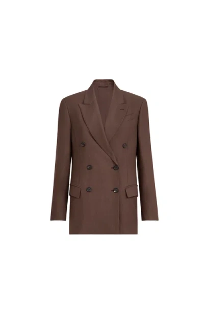 Brunello Cucinelli Fluid Twill Blazer In Brown