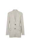 Brunello Cucinelli Fluid Twill Blazer With Monili In Neutral