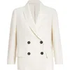 Brunello Cucinelli Women White Blazer With Classic Lapels And Front Patch Pockets In Twill Woman In Neutral
