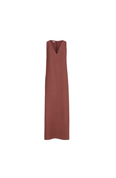 Brunello Cucinelli Fluid Twill Dress In Brown