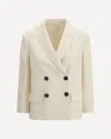 Brunello Cucinelli Women White Blazer With Classic Lapels And Front Patch Pockets In Twill Woman In White