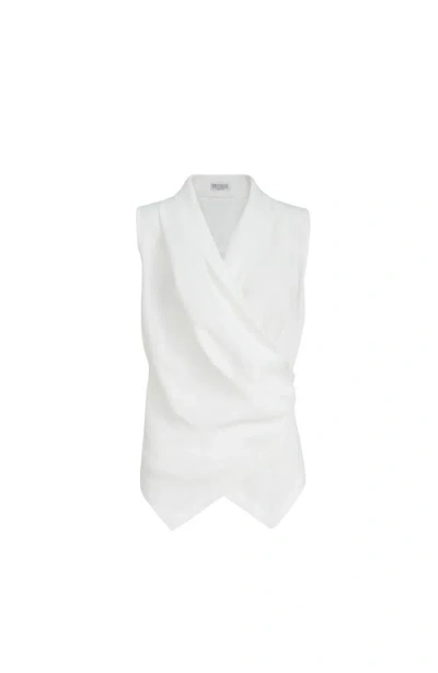 Brunello Cucinelli Fluid Twill Vest With Monili In White
