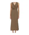 Brunello Cucinelli Wrap Effect Linen Dress In Brown