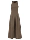 Brunello Cucinelli Women Fluid Viscose And Linen Twill Dress In Brown