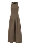 Brunello Cucinelli Women Fluid Viscose And Linen Twill Dress In Brown