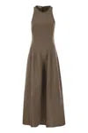 Brunello Cucinelli Women Fluid Viscose And Linen Twill Dress In Brown