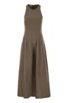 Brunello Cucinelli Women Fluid Viscose And Linen Twill Dress In Brown