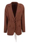 Brunello Cucinelli Women Fluid Viscose And Linen Twill Jacket With Jewellery