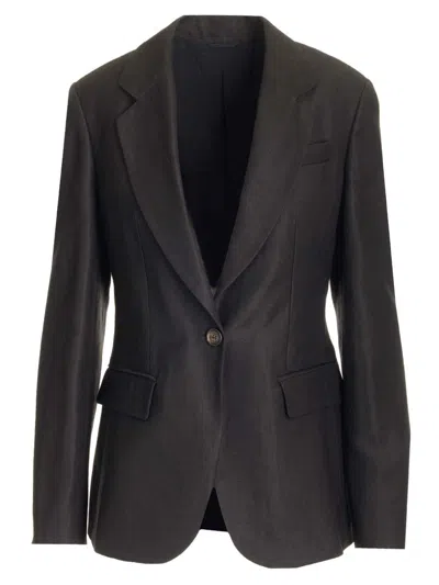 Brunello Cucinelli Fluid Viscose Blazer Jackets Black