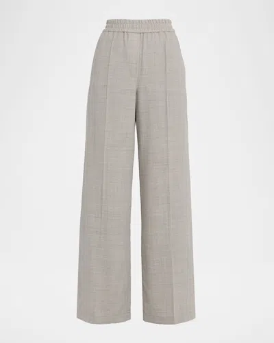 Brunello Cucinelli Fluid Wool Crepe Pants In Gray