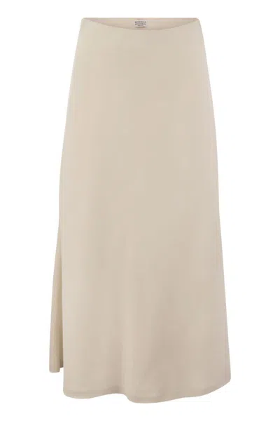 Brunello Cucinelli Flute Skirt In Comfort Viscose Couture Twill In Neutral