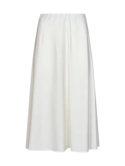 Brunello Cucinelli Flute Virgin Wool Twill Skirt In White
