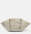 Brunello Cucinelli Fold-over Small Suede Clutch In Green