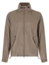 Brunello Cucinelli Foldable Unlined Jacket Puffer Jackets Gray In Brown