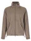 Brunello Cucinelli Foldable Unlined Jacket Puffer Jackets Gray In Brown
