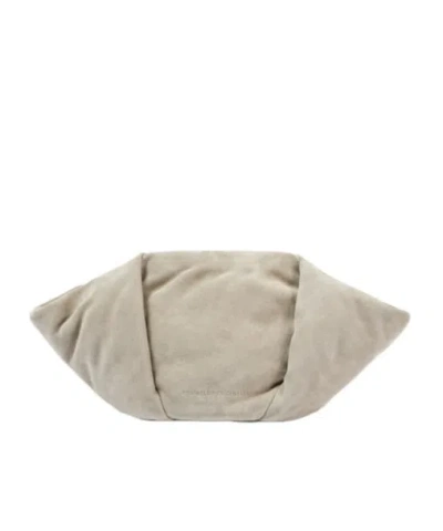 Brunello Cucinelli Fold-over Small Suede Clutch In Nude
