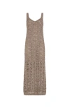 Brunello Cucinelli Lace-patterned Dress In Light Brown