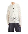 Brunello Cucinelli Foliage Lace Hooded Cardigan In Linen And Silk Diamond Yarn In White