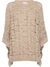 Brunello Cucinelli Foliage Lace Poncho In Neutrals