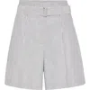 Brunello Cucinelli Formal Bermuda Shorts With Monili In Blue