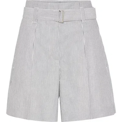 Brunello Cucinelli Formal Bermuda Shorts With Monili In Blue