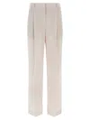 Brunello Cucinelli Formal Wool Trousers With Jewel Detail And Straight Leg Design In Neutral