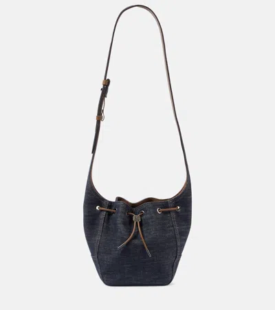 Brunello Cucinelli Foulard Small Denim Bucket Bag In Blue