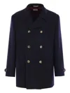 Brunello Cucinelli Double-breasted Wool Coat With Peak Lapels In Blue