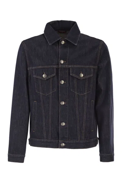 Brunello Cucinelli Four-pocket Jacket In No-fade Denim In Blue