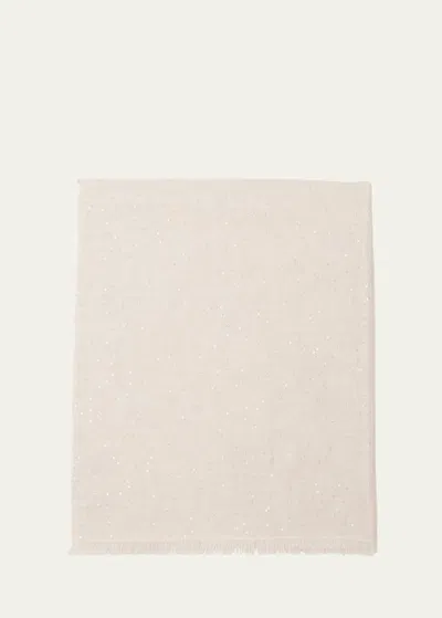 Brunello Cucinelli Frayed Cashmere Scarf In C9610 Pearl Grey