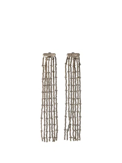 Brunello Cucinelli Frayed Earrings In Sterling Silver