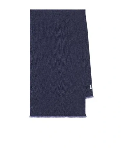 Brunello Cucinelli Frayed Edge Scarf In Blue Colored