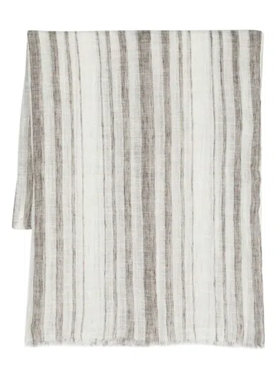 Brunello Cucinelli Frayed Lightweight Scarf In White