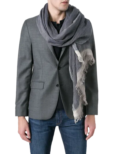 Brunello Cucinelli Frayed Linen Scarf In Grey