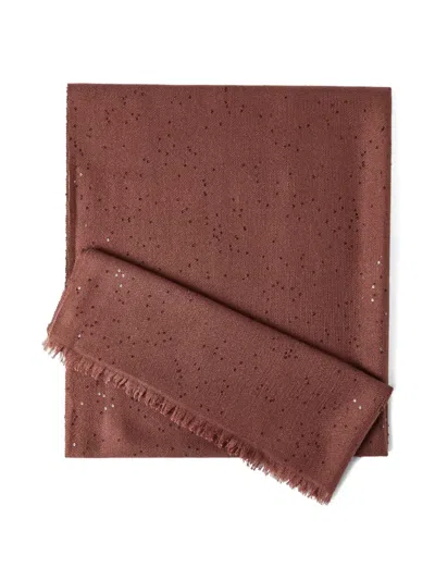 Brunello Cucinelli Frayed Scarf In Brown