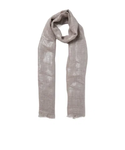 Brunello Cucinelli Frayed-edge Linen Scarf In Gray