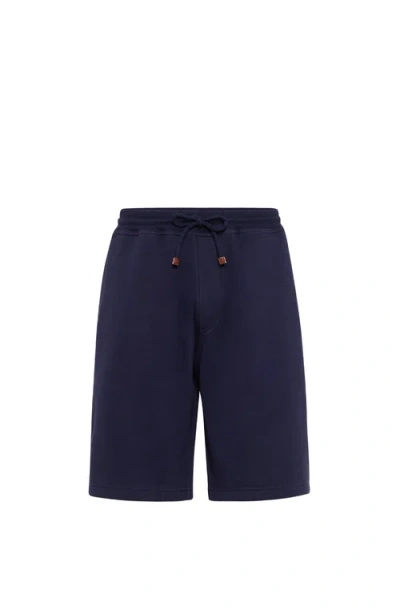 Brunello Cucinelli French Terry Bermuda Shorts In Cobalt