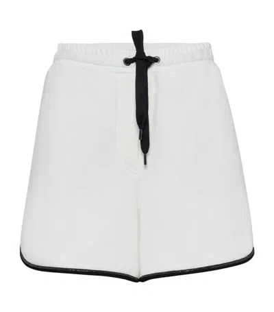 Brunello Cucinelli French Terry Cotton Monili Shorts In Off White